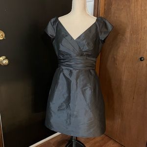 Alfred Sung Bridesmaid Dress Charcoal Cap Sleeve